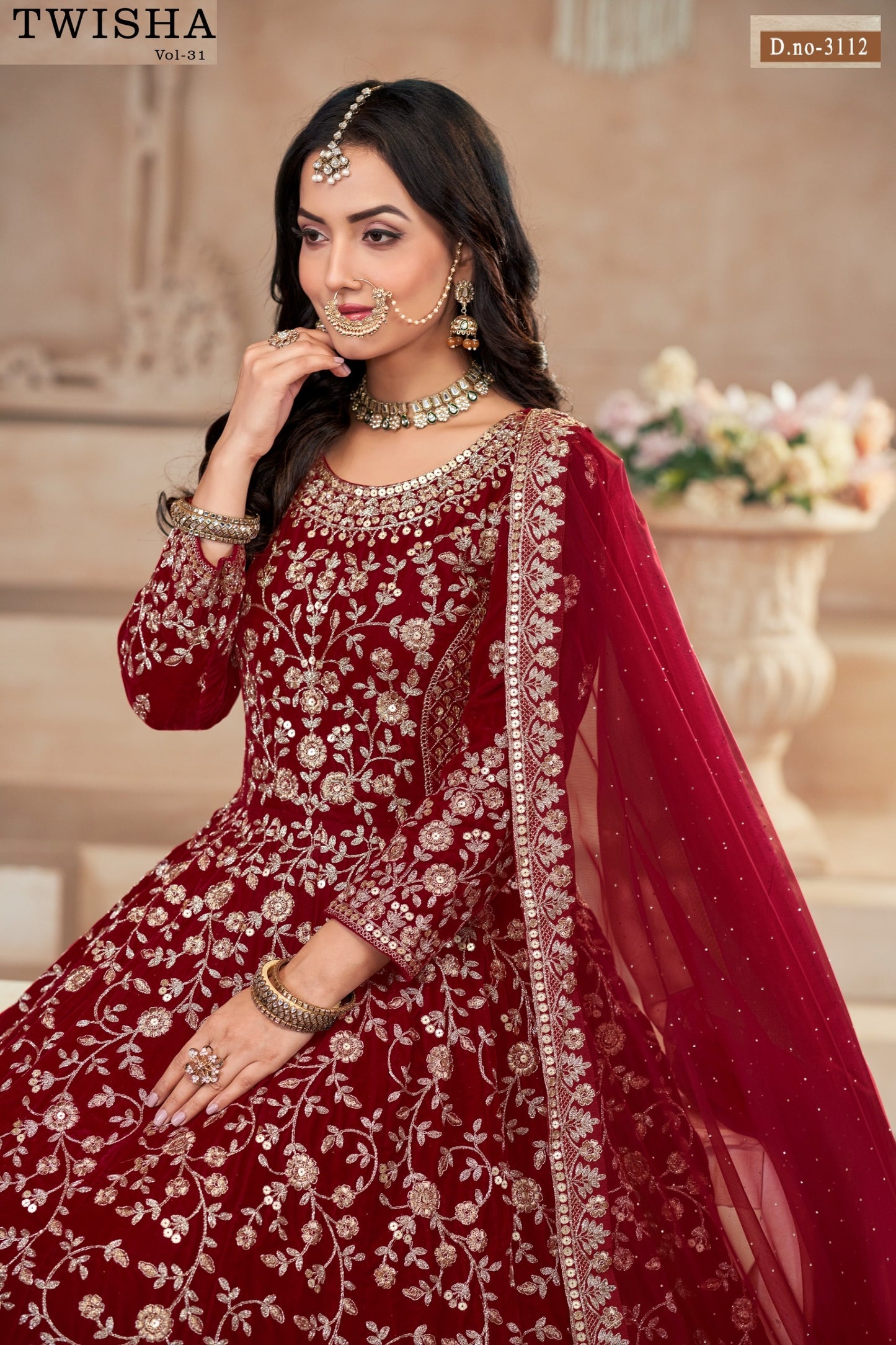 3112 Vol 31 Twisha Velvet Gown Dupatta Set