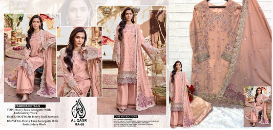 Ma-68 Peach Al Qasr Pakistani Readymade Suits