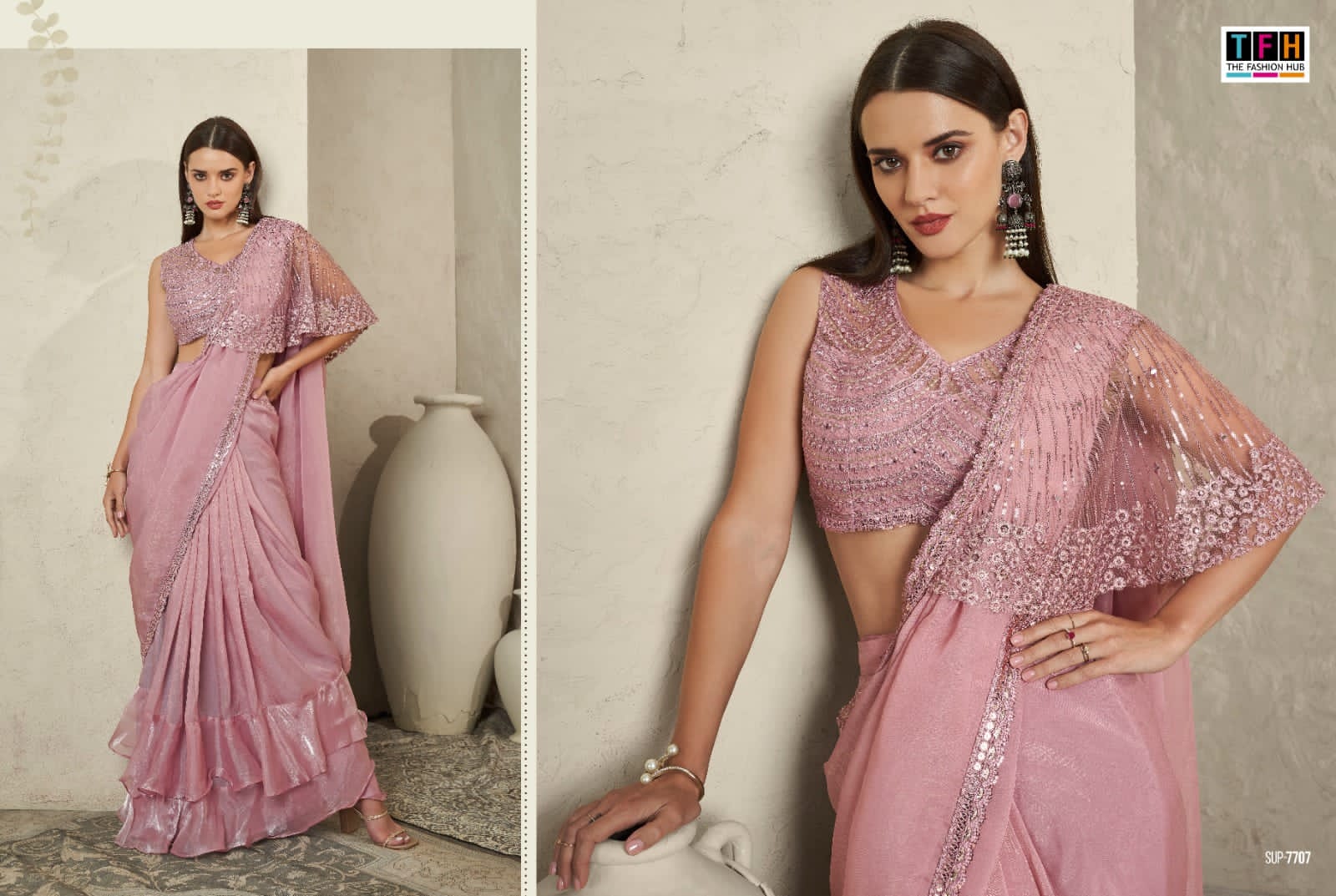 7707 Super Star Tfh Ready To Wear Saree