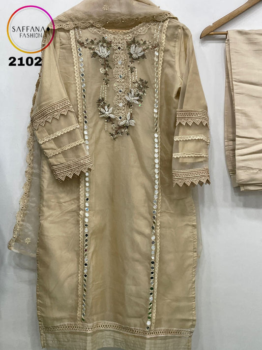 2102Cream Saffana Pakistani Readymade Suits