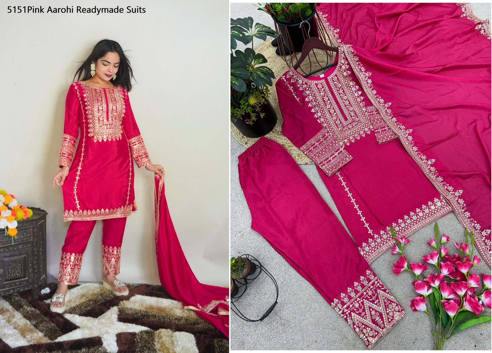 5151Pink Aarohi Readymade Suits