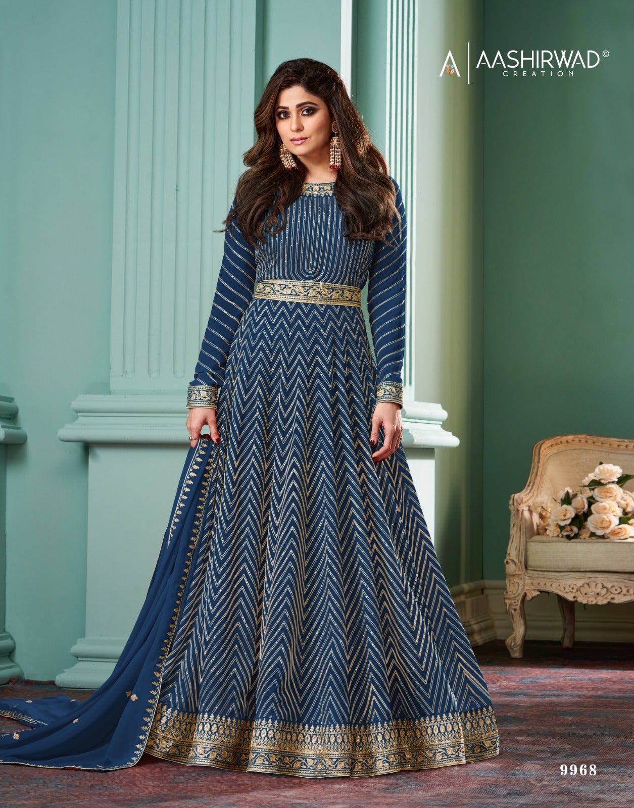 9968 Alizza Pro Aashirwad Creation Gown Dupatta Set