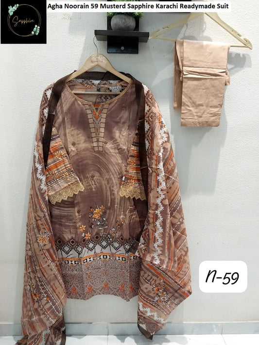 Agha Noorain 59 Musterd Sapphire Karachi Readymade Suit