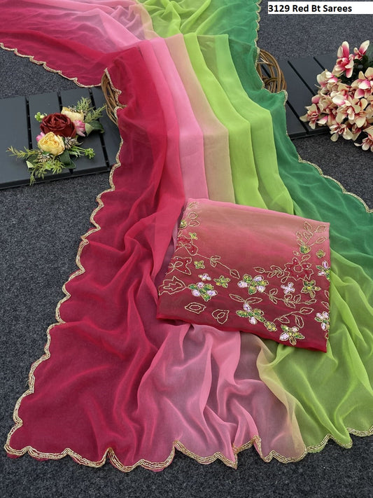 3129 Red Bt Sarees