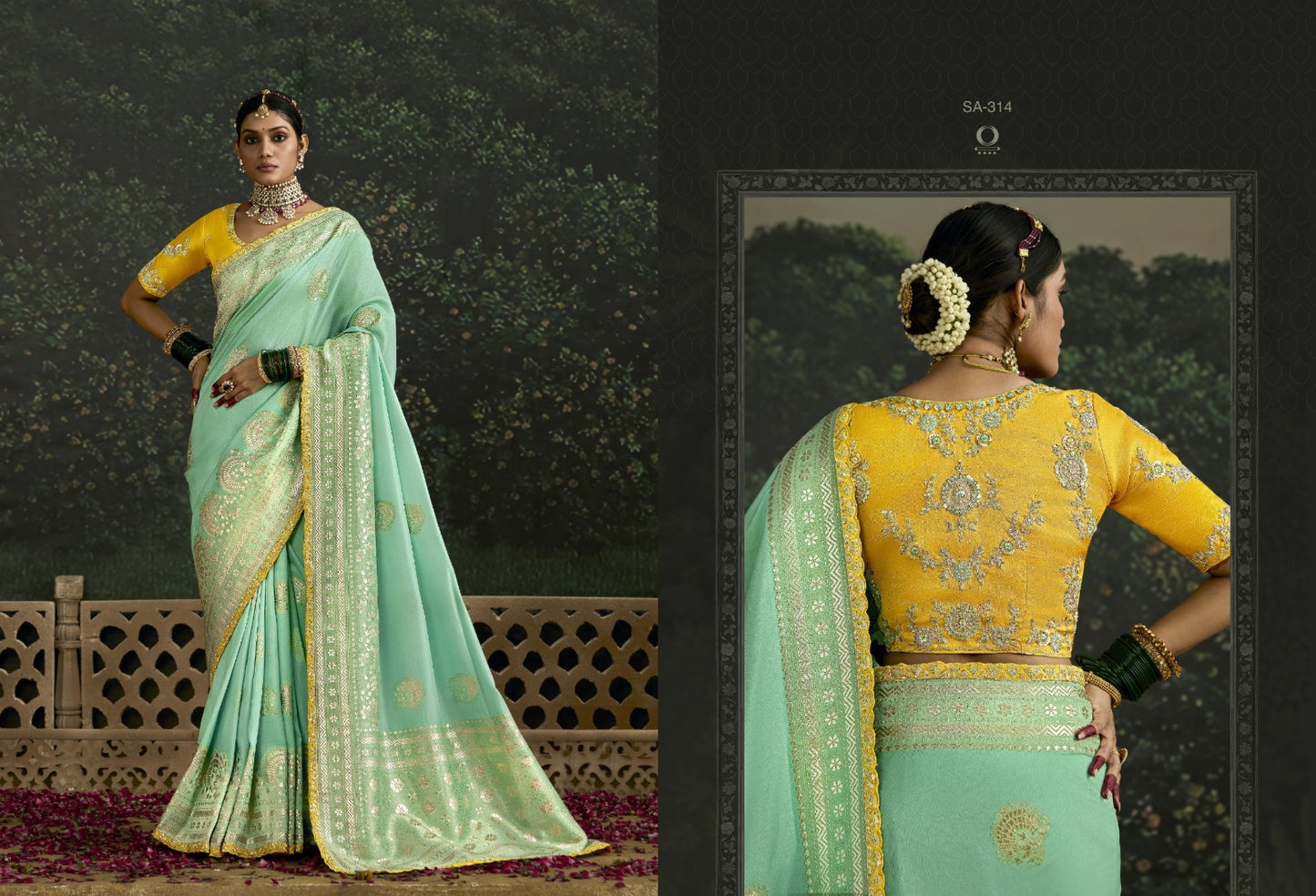 314 Baisa Kimora Sindhuri Embroidery Work Sarees