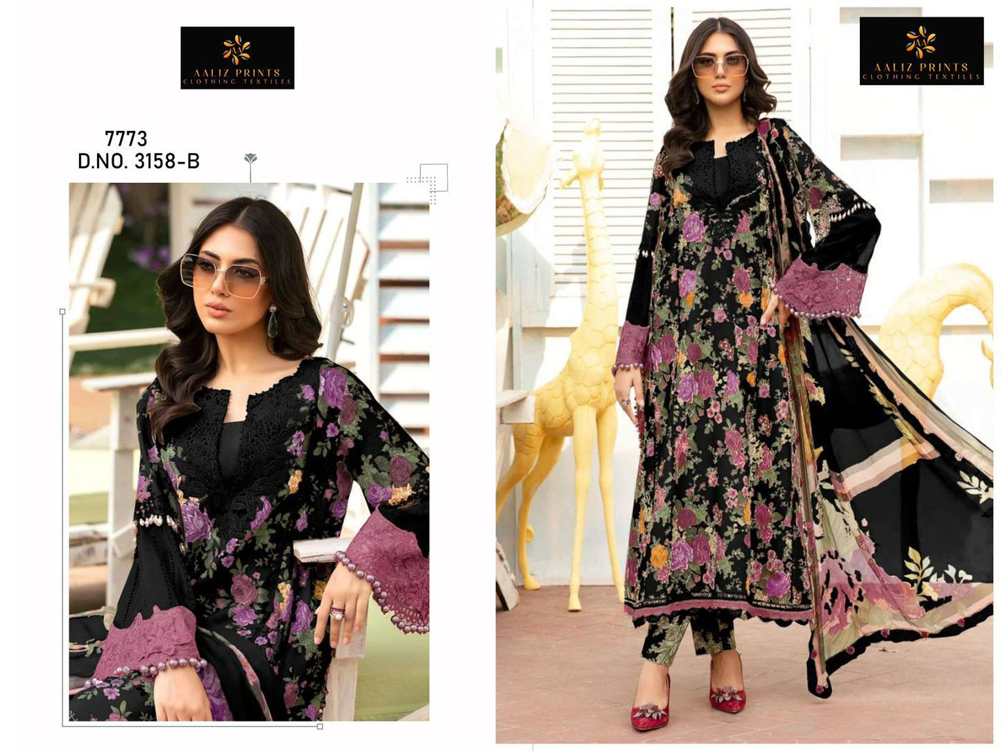 3158-B Aaliz Print Embroidery Pakistani Salwar Suits