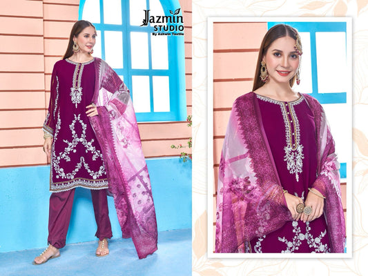 2-Wine Jazmin Studio Pakistani Readymade Suits
