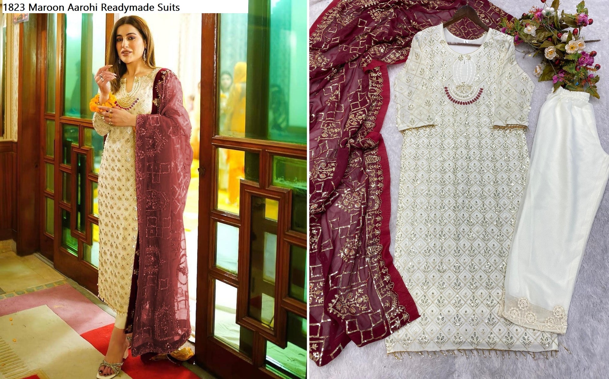 1823 Maroon Aarohi Readymade Suits