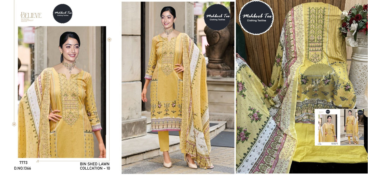 1366 Bin Saeed Lawn Collection Vol 10 Mehboob Tex Pakistani Salwar Suits