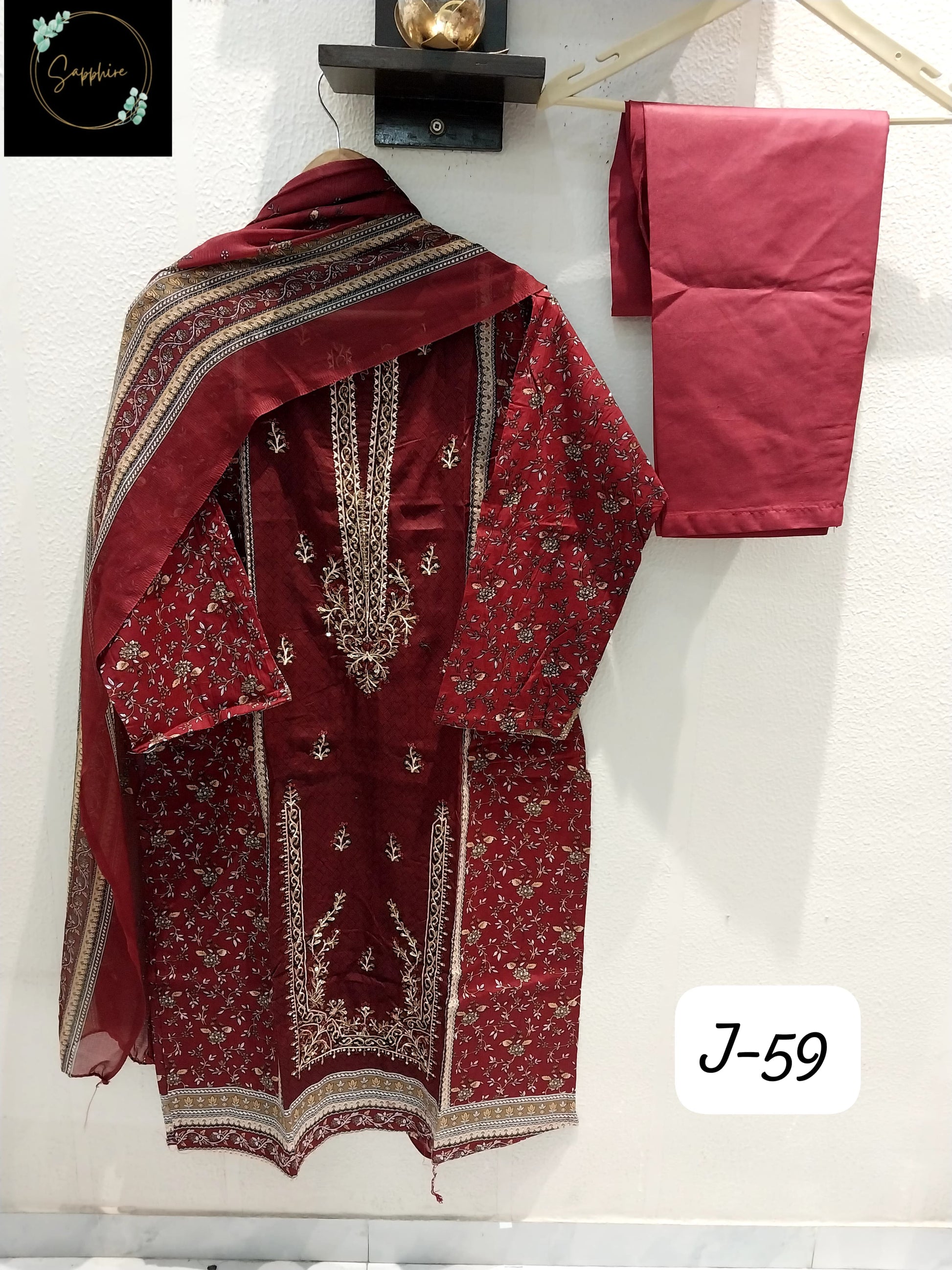 Jazmin Vol 59 Red Sapphire Pakistani Readymade Suits