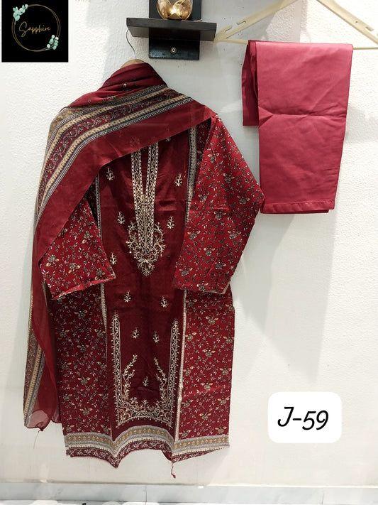 Jazmin Vol 59 Red Sapphire Pakistani Readymade Suits