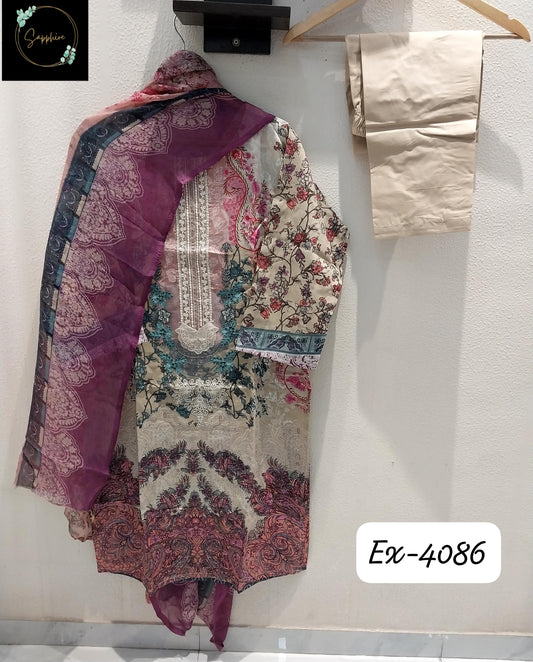 4086Cream Sapphire Pakistani Readymade Suits