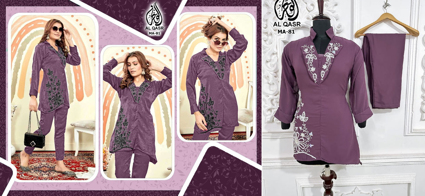 Ma-81Purple Al Qasr Co Ord Set