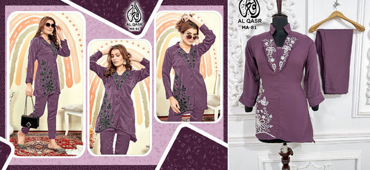 Ma-81Purple Al Qasr Co Ord Set