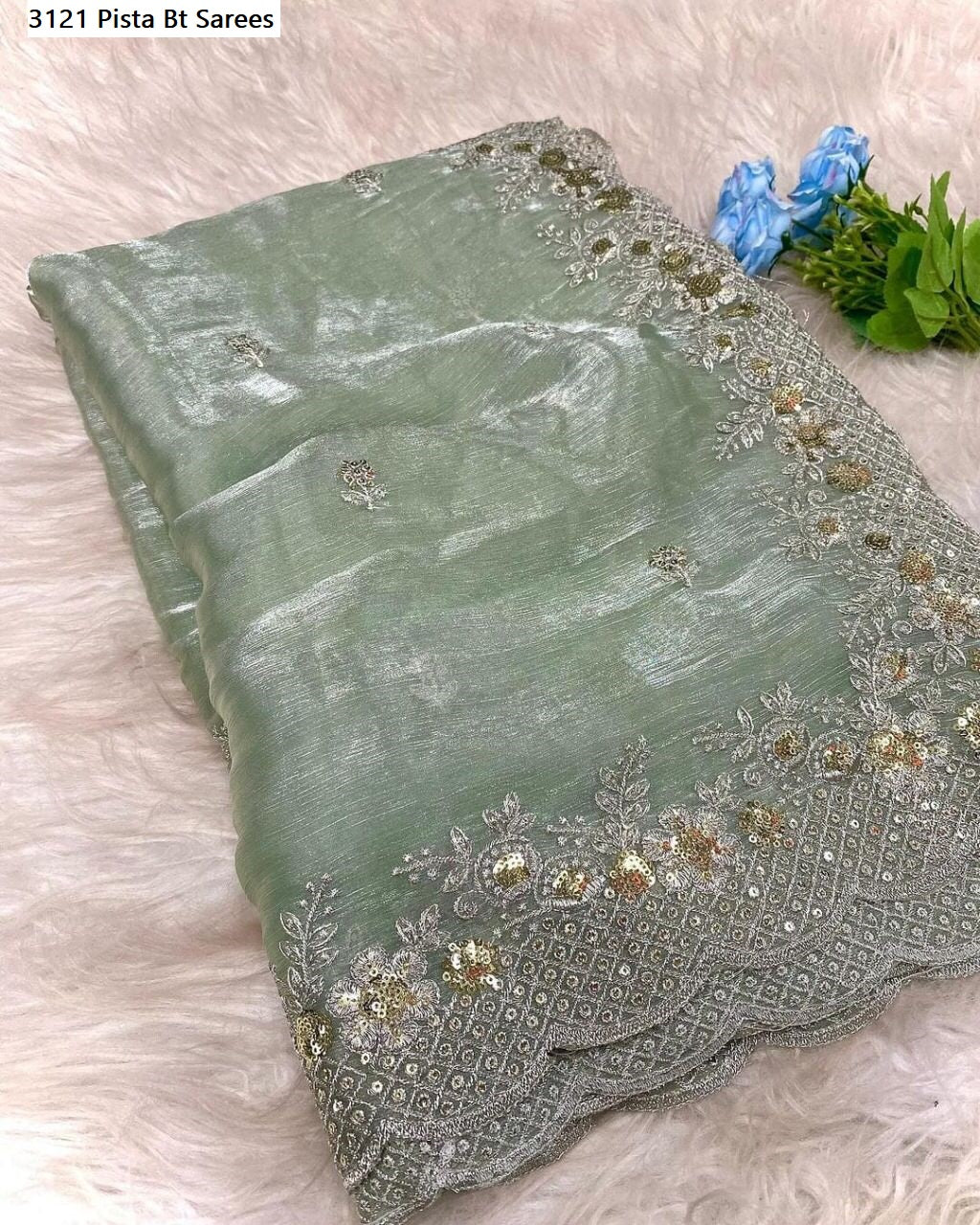 3121Pista Bt Sarees