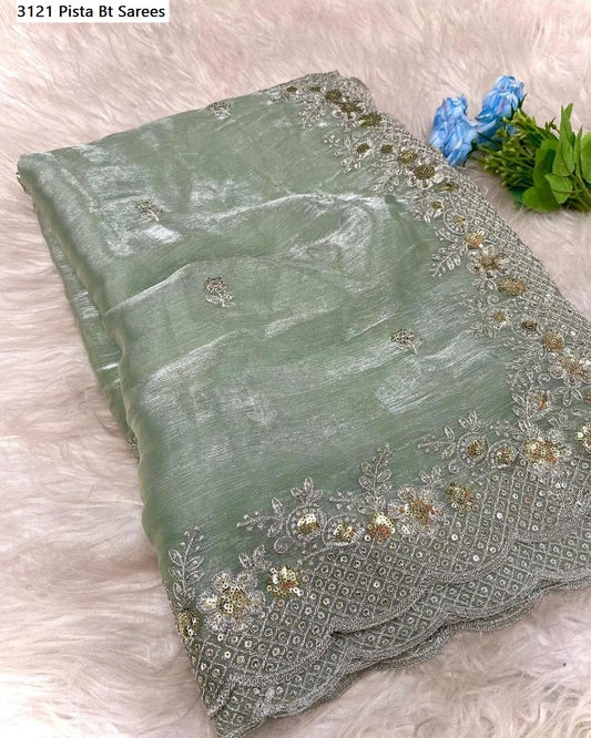 3121Pista Bt Sarees