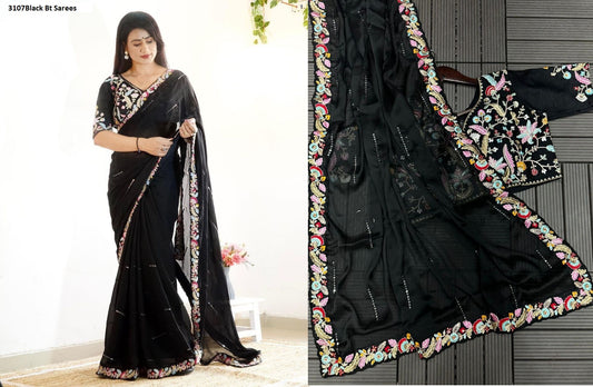 3107Black Bt Sarees