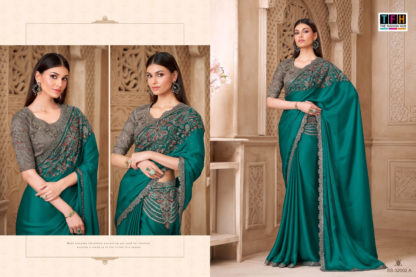 32002-A Silver Screen Tfh Satin Silk Sarees