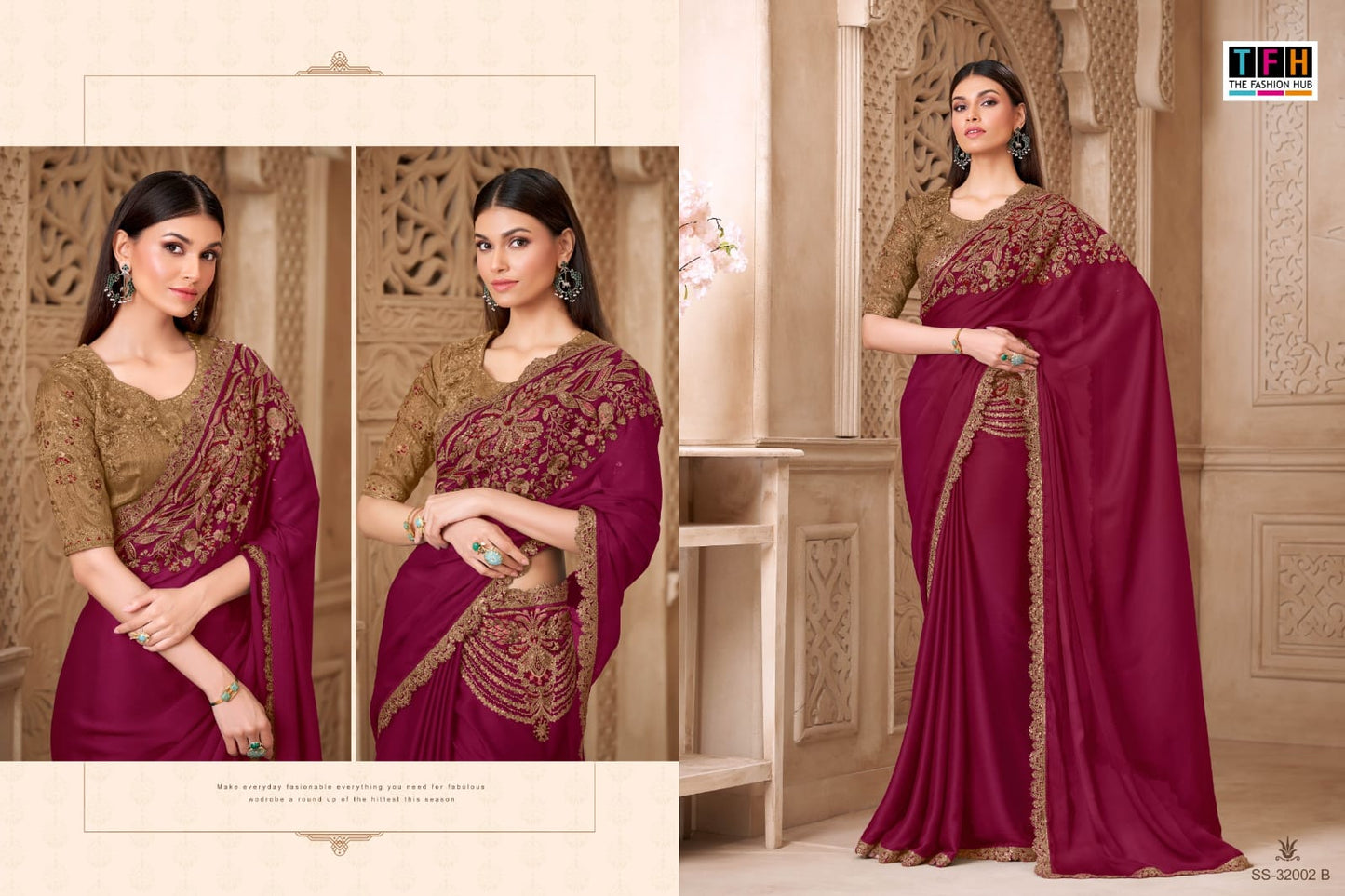 32002-B Silver Screen Tfh Satin Silk Sarees