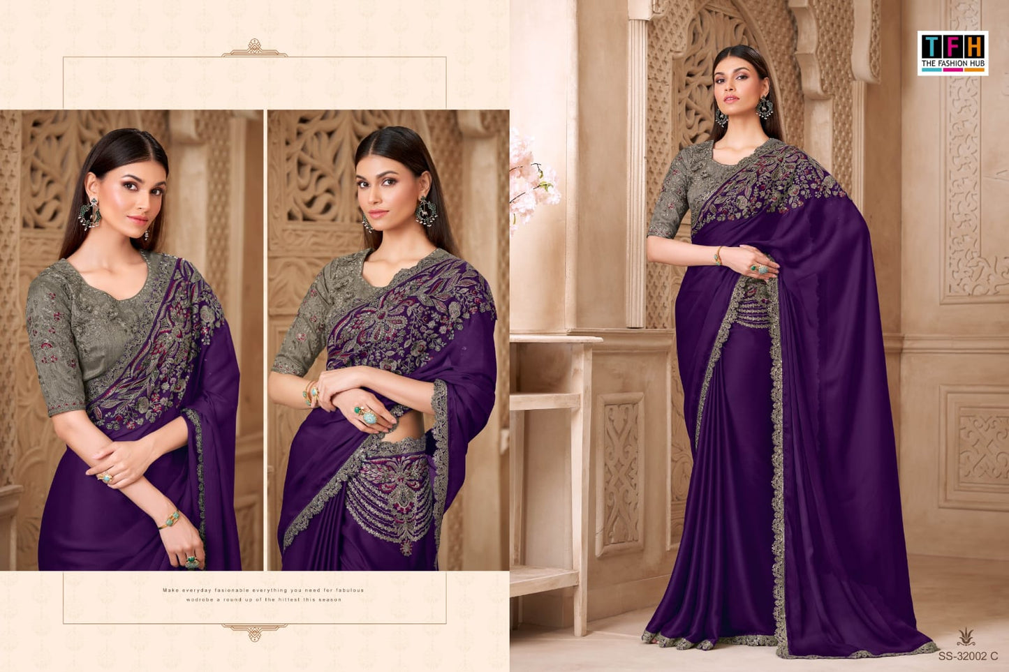 32002-C Silver Screen Tfh Satin Silk Sarees