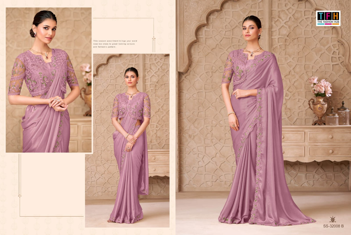 32008-B Silver Screen Tfh Satin Sarees