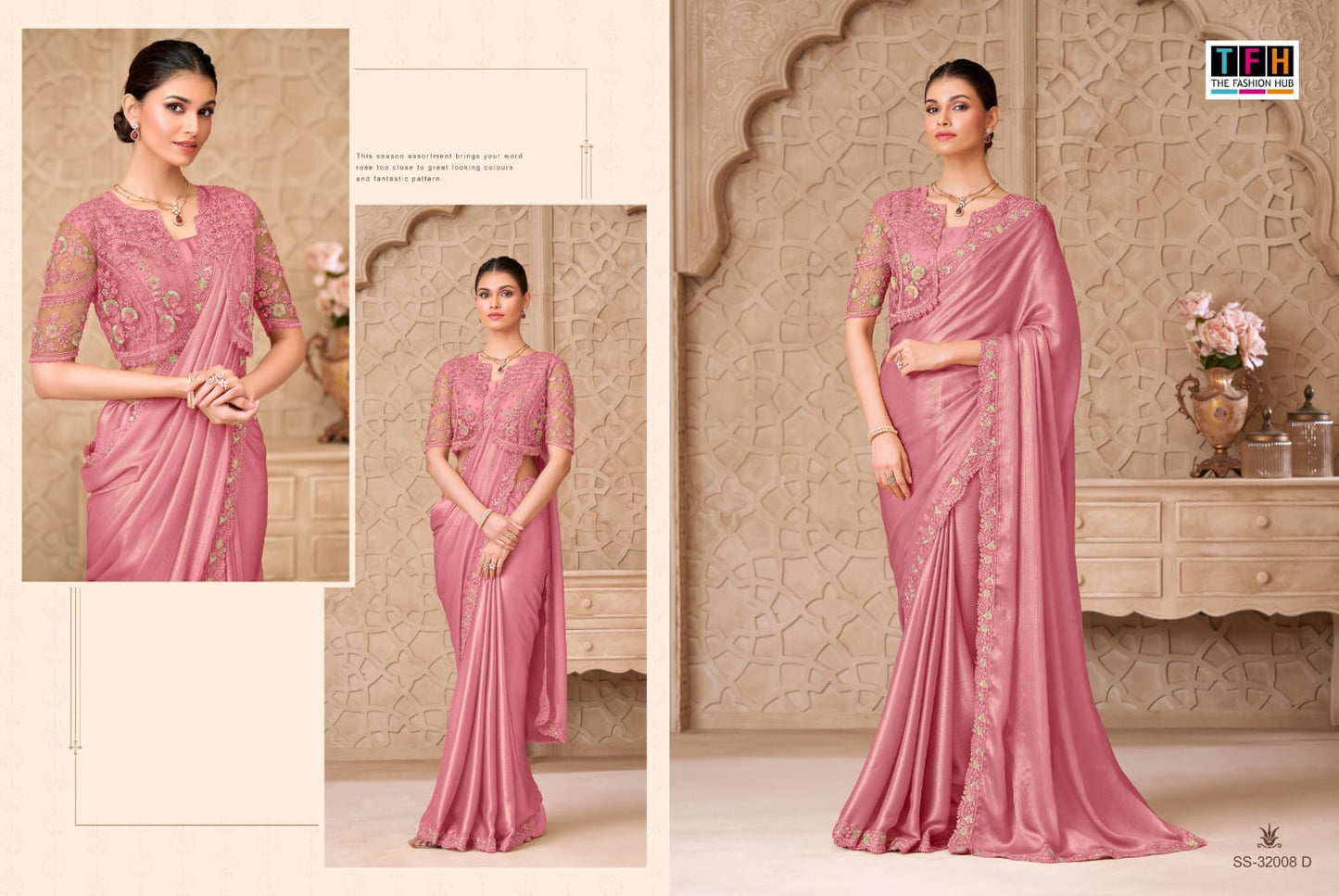 32008-D Silver Screen Tfh Satin Sarees