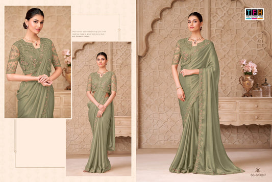 32008-F Silver Screen Tfh Satin Sarees