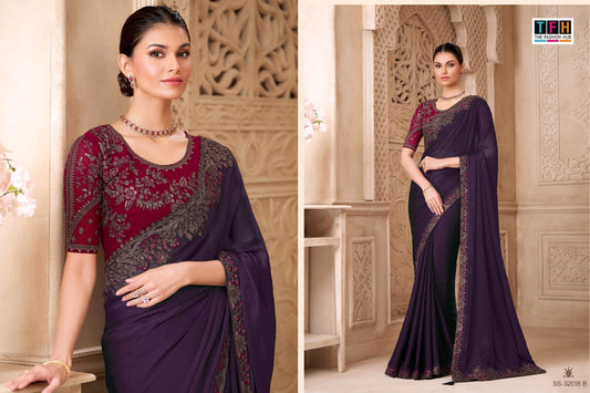 32018-B Silver Screen Tfh Satin Georgette Sarees