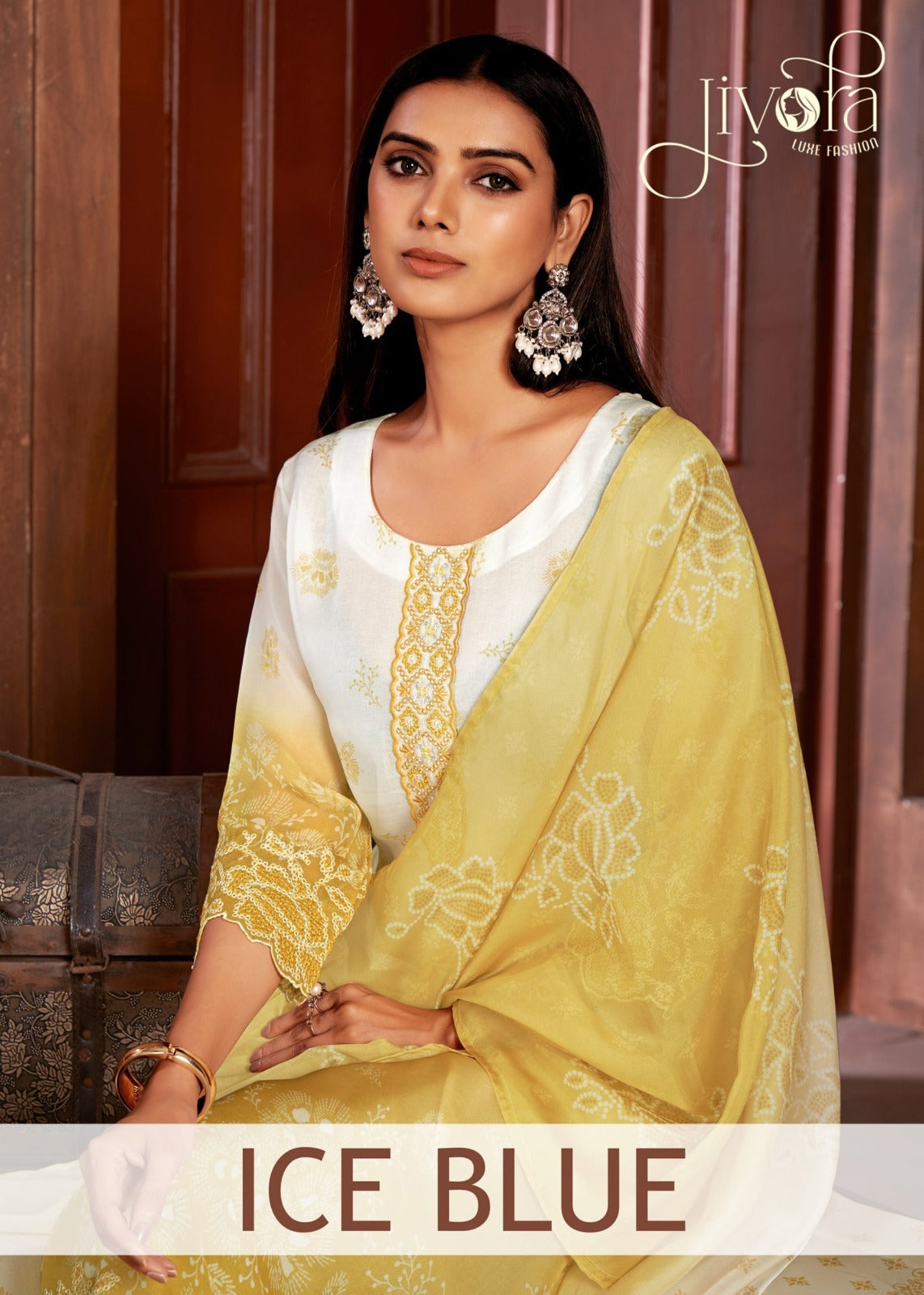 3203 Ice Blue Jivora Pure Organza Readymade Suits