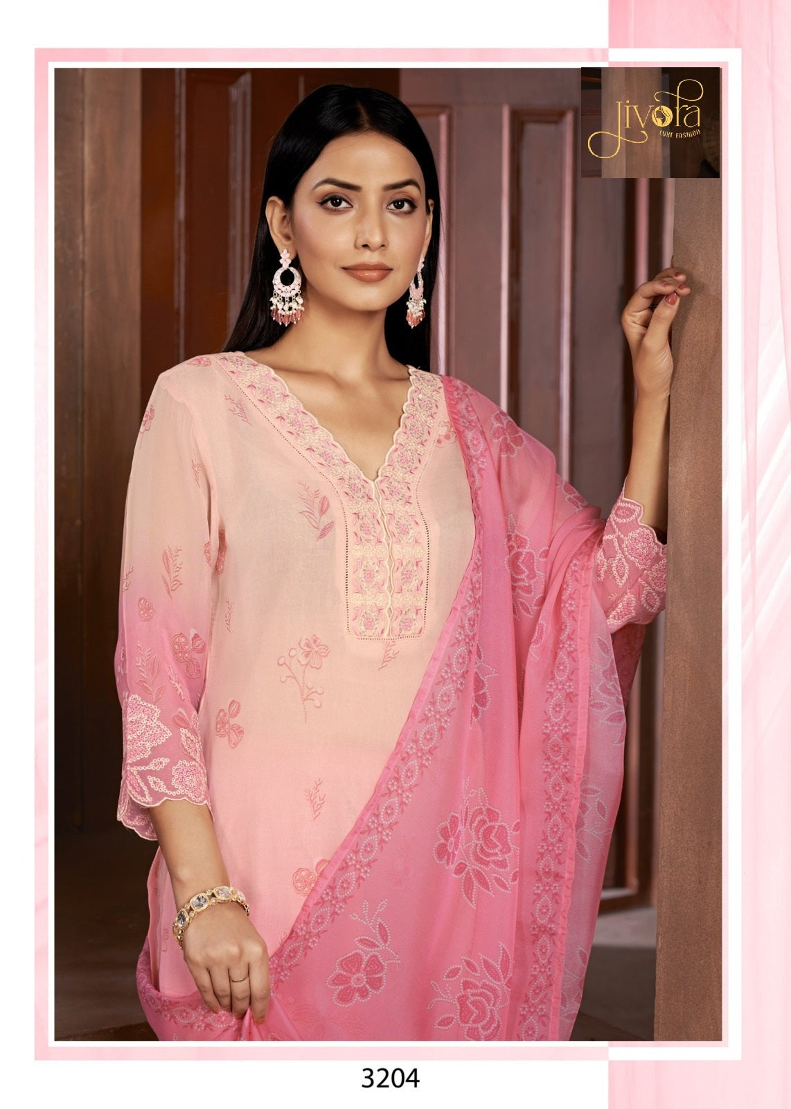 3204 Ice Blue Jivora Pure Organza Readymade Suits