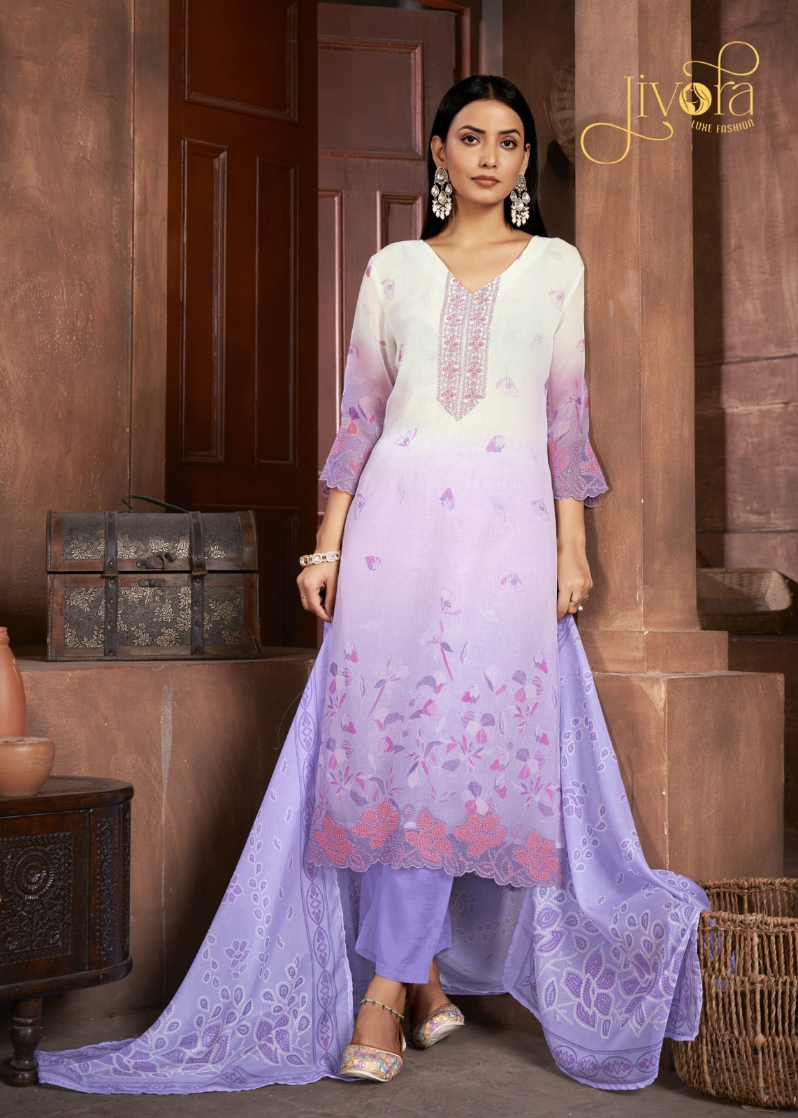 3205 Ice Blue Jivora Pure Organza Readymade Suits