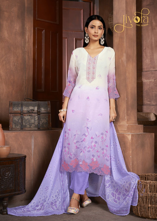 3205 Ice Blue Jivora Pure Organza Readymade Suits