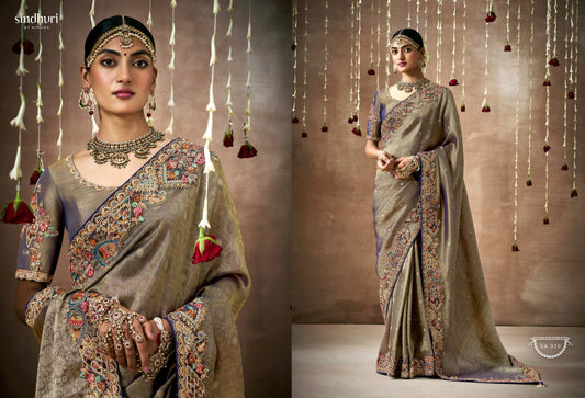 320 Dulhan Sindhuri Tissue Silk Sarees