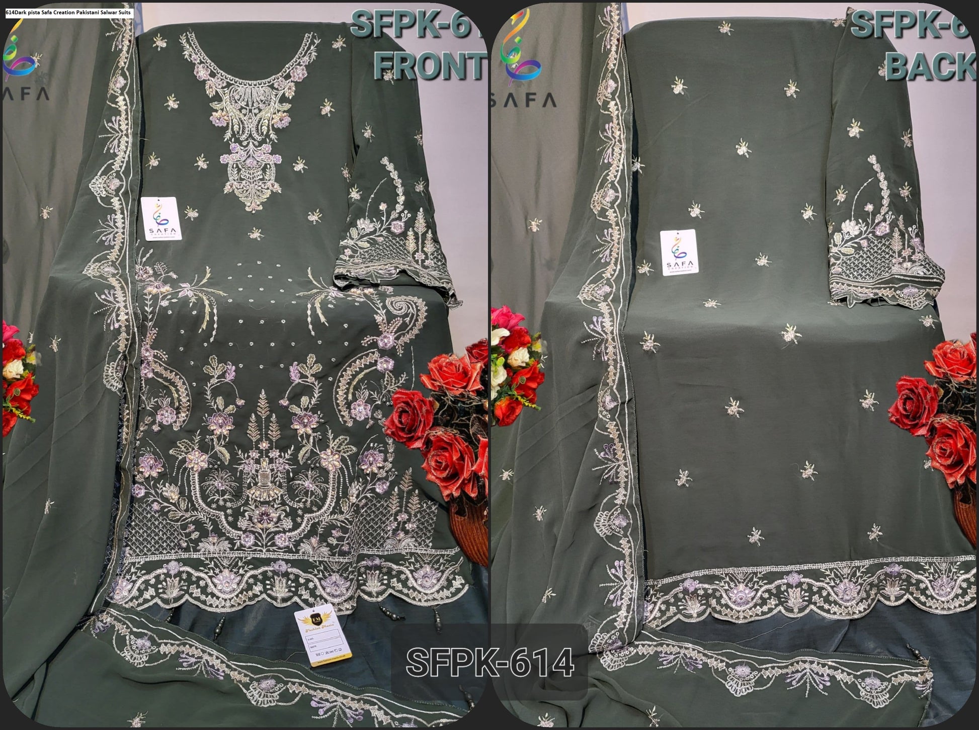 614Dark Pista Safa Creation Pakistani Salwar Suits