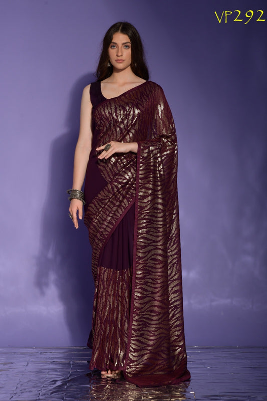 292 Jeet Fashion Berry Sarees