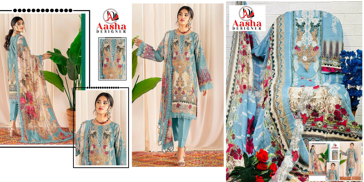 Ayezal Vol 1 Sky Blue Aasha Designer Pakistani Salwar Suits