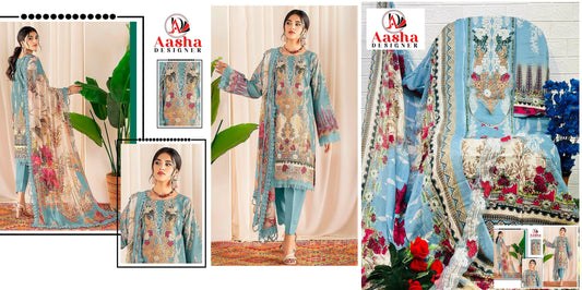 Ayezal Vol 1 Sky Blue Aasha Designer Pakistani Salwar Suits
