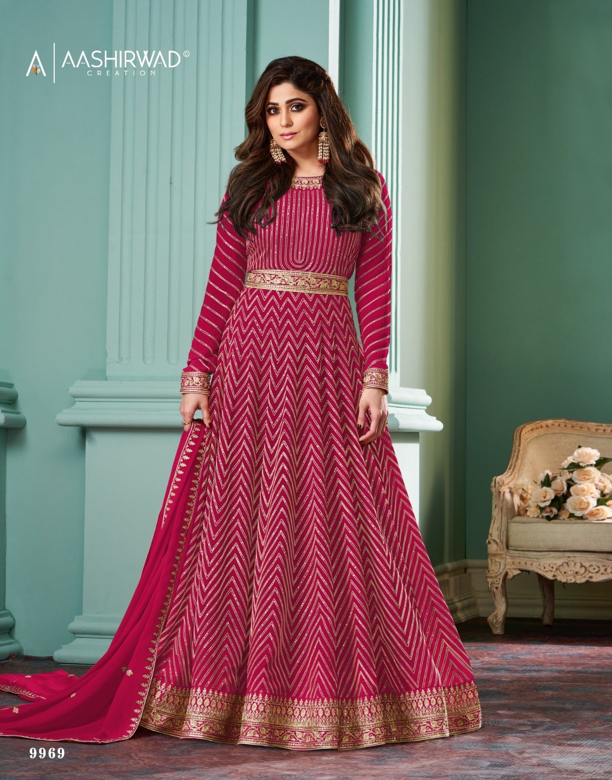 9969 Alizza Pro Aashirwad Creation Gown Dupatta Set