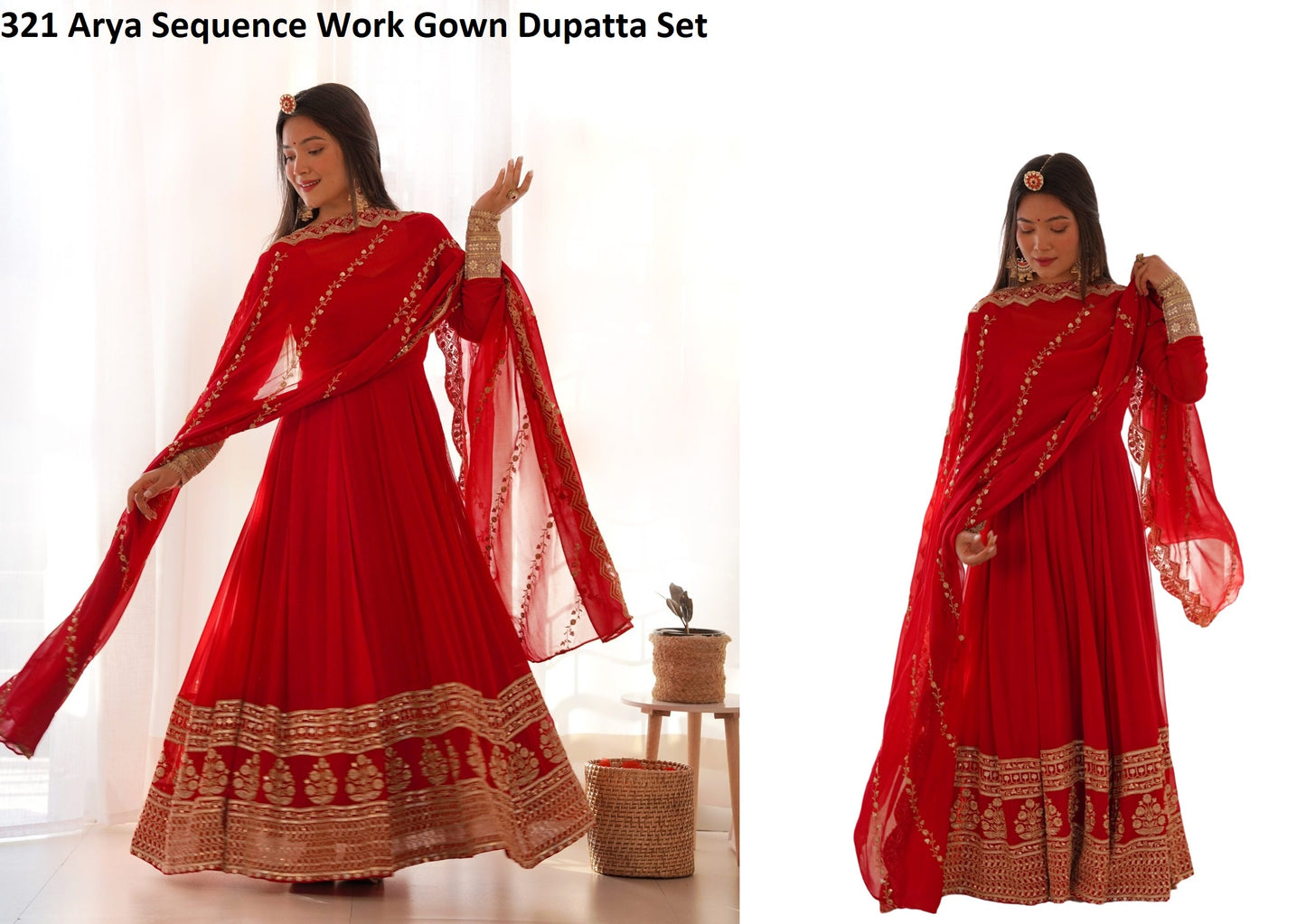 321 Arya Sequence Work Gown Dupatta Set