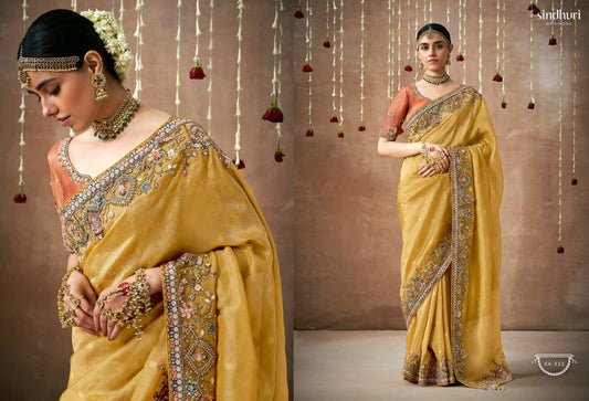 322 Dulhan Sindhuri Tissue Silk Sarees