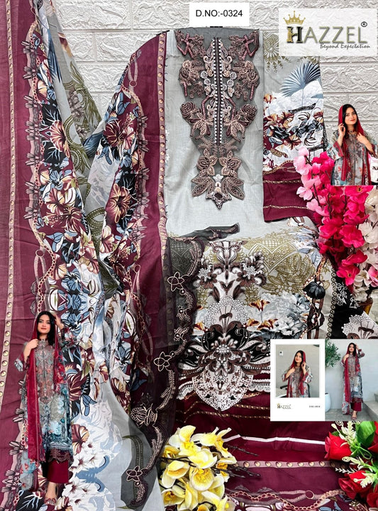 324 Hazzel Printed Pakistani Patch Suits