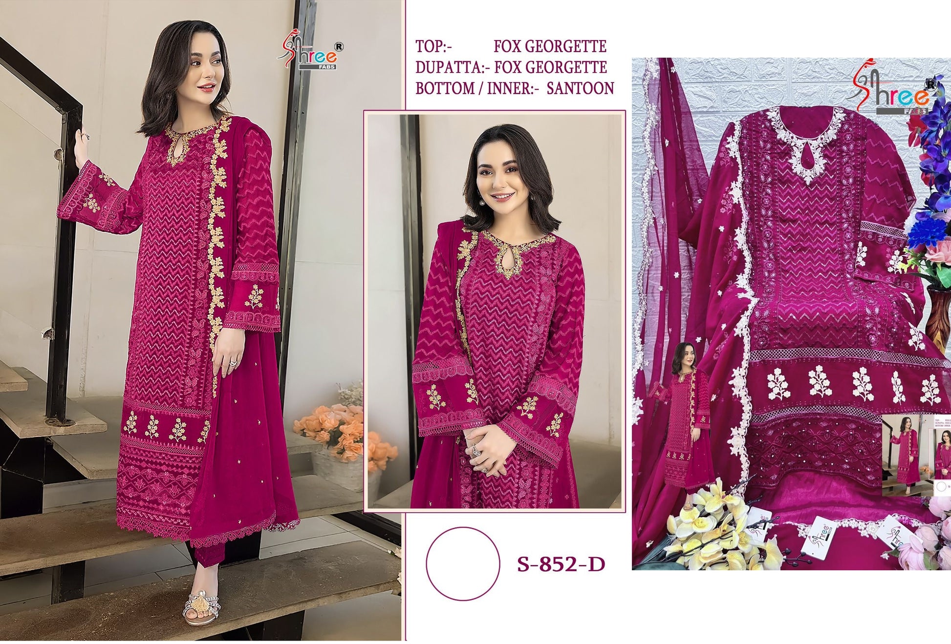 S-852-D Shree Fabs Pakistani Salwar Suits