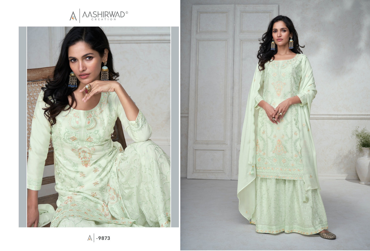 9873 Agha Noor Aashirwad Creation Readymade Suits