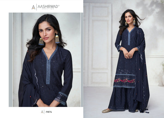 9874 Agha Noor Aashirwad Creation Readymade Suits