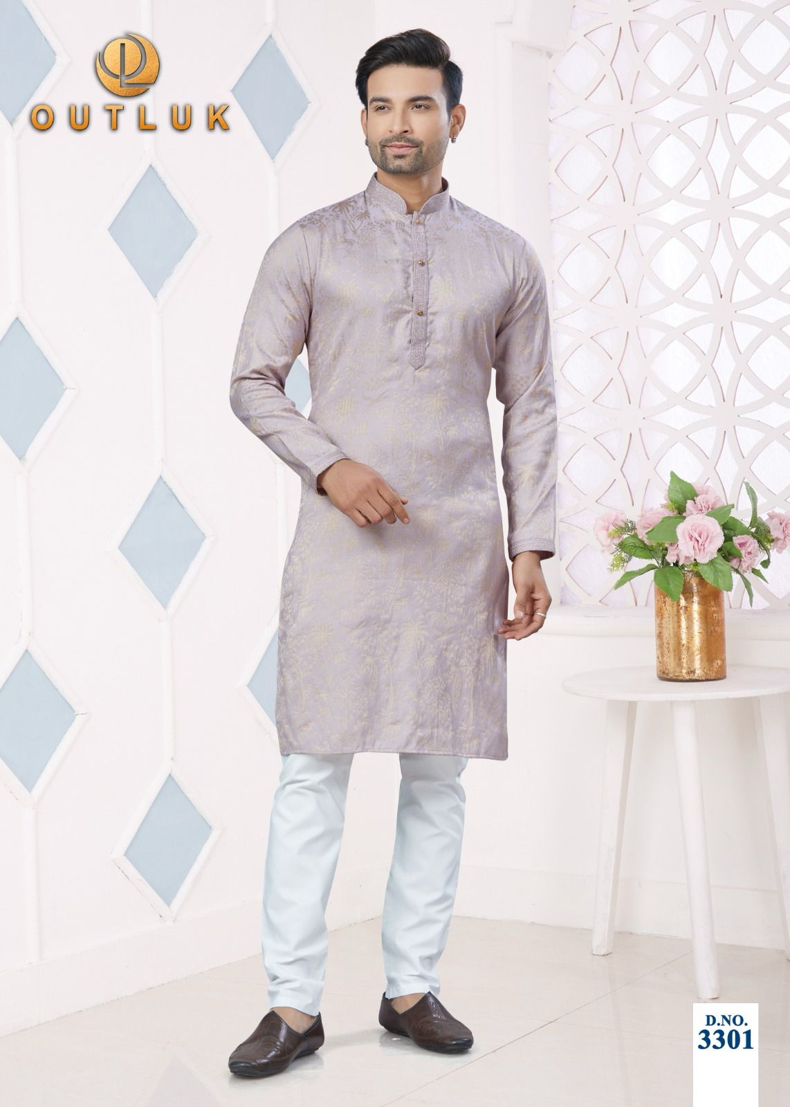 3301 Wedding Collection Vol 33 Outluk Jacquard Mens Kurta Pyjama