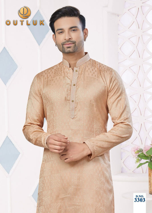 3303 Wedding Collection Vol 33 Outluk Jacquard Mens Kurta Pyjama