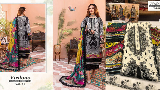 3307 Firdous Exclusive Collection Vol 31 Shree Fabs Pure Cotton Pakistani Salwar Suits
