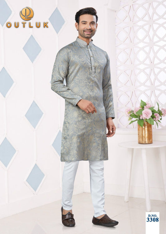3308 Wedding Collection Vol 33 Outluk Jacquard Mens Kurta Pyjama