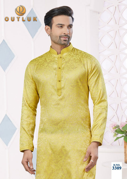 3309 Wedding Collection Vol 33 Outluk Jacquard Mens Kurta Pyjama