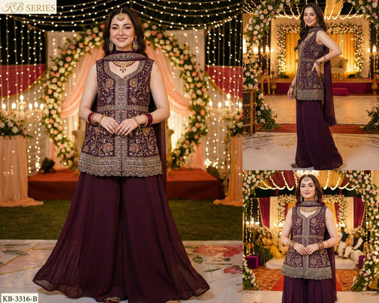 3316-B Kb Series Heavy Georgette Readymade Suits
